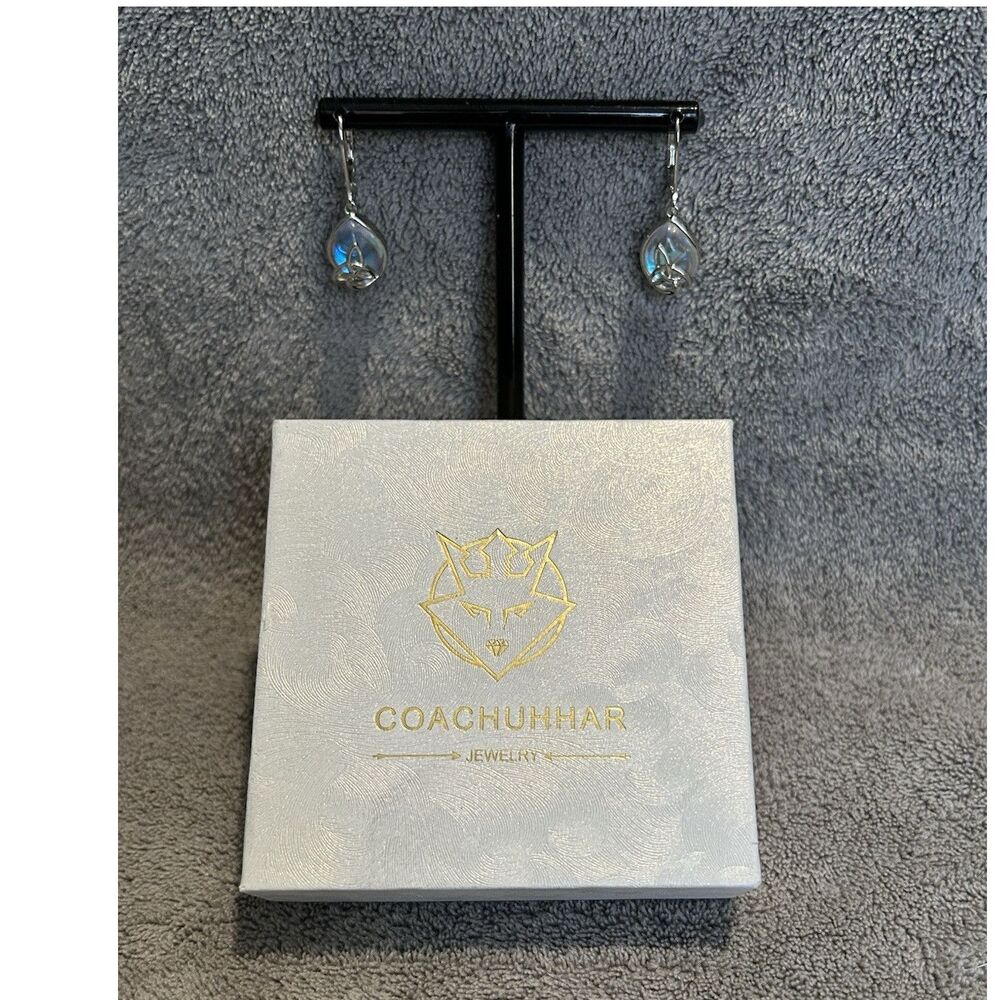 Coachuhhar 925 Sterling Silver Celtic Trinity Knot Opal Leverback Earrings